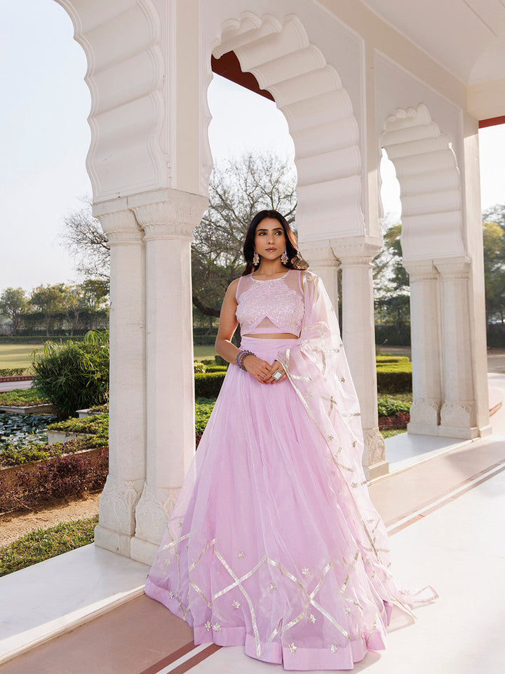Petal Purple Organza Lehenga Set  - By Ragavi - qivii