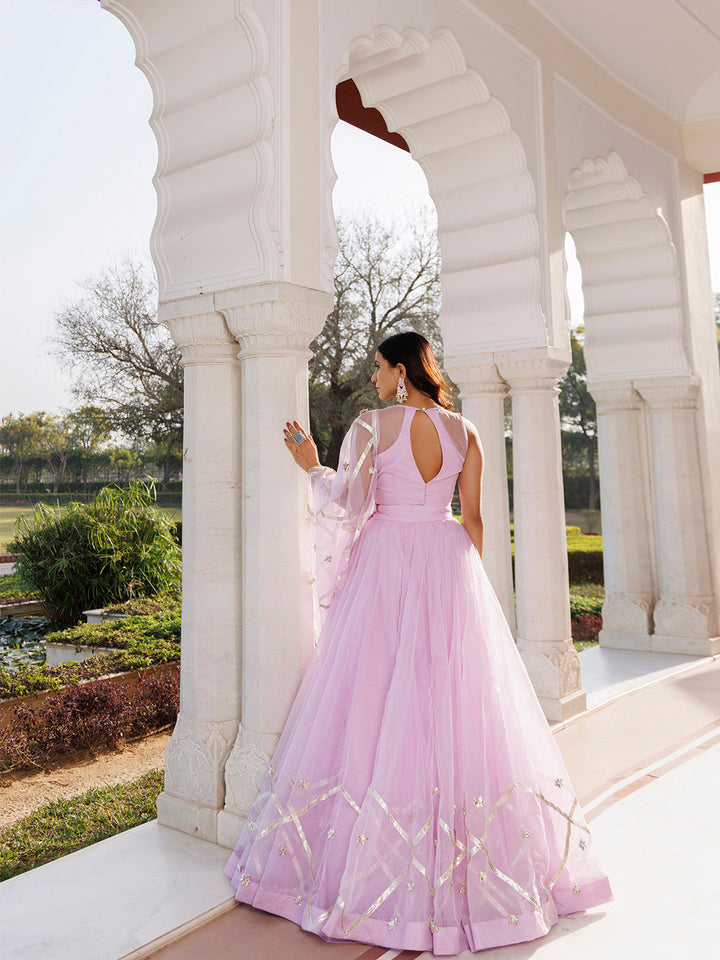 Petal Purple Organza Lehenga Set  - By Ragavi - qivii