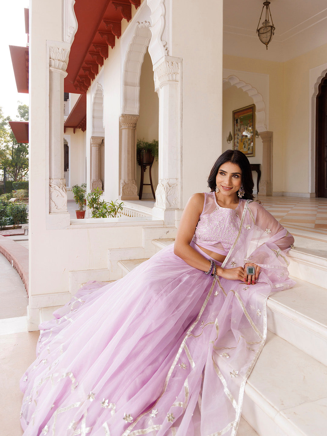Petal Purple Organza Lehenga Set  - By Ragavi - qivii