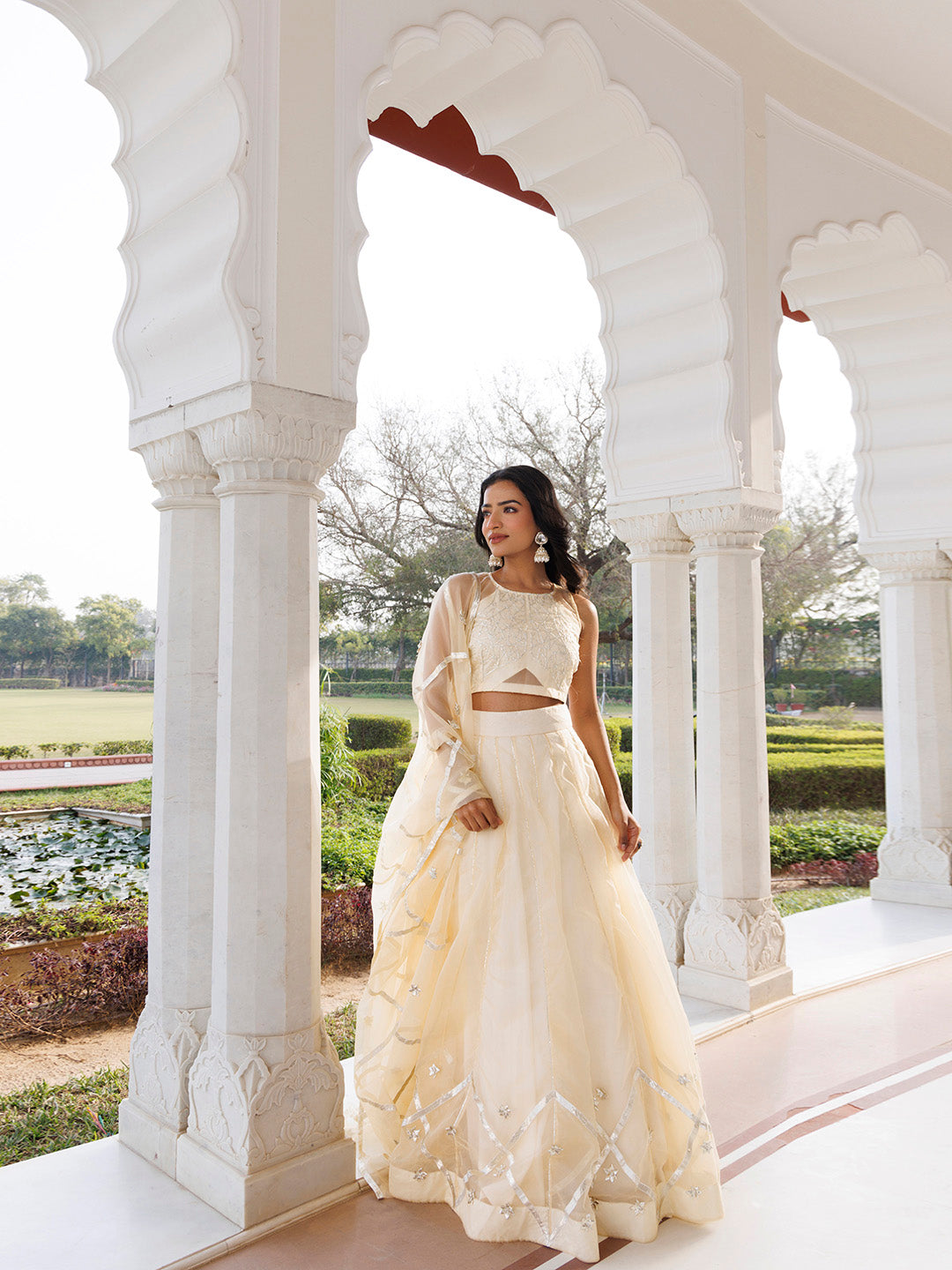 Petal Yellow Organza Lehenga Set  - By Ragavi - qivii