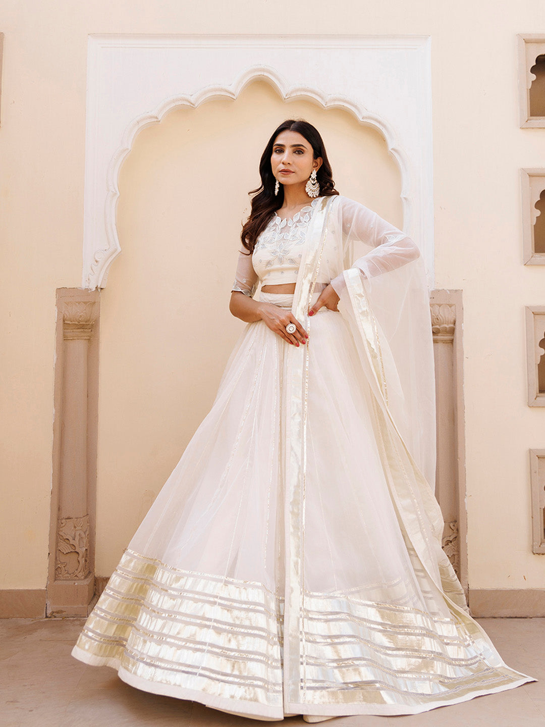 White Whisper Organza Lehenga Set  - By Ragavi - qivii