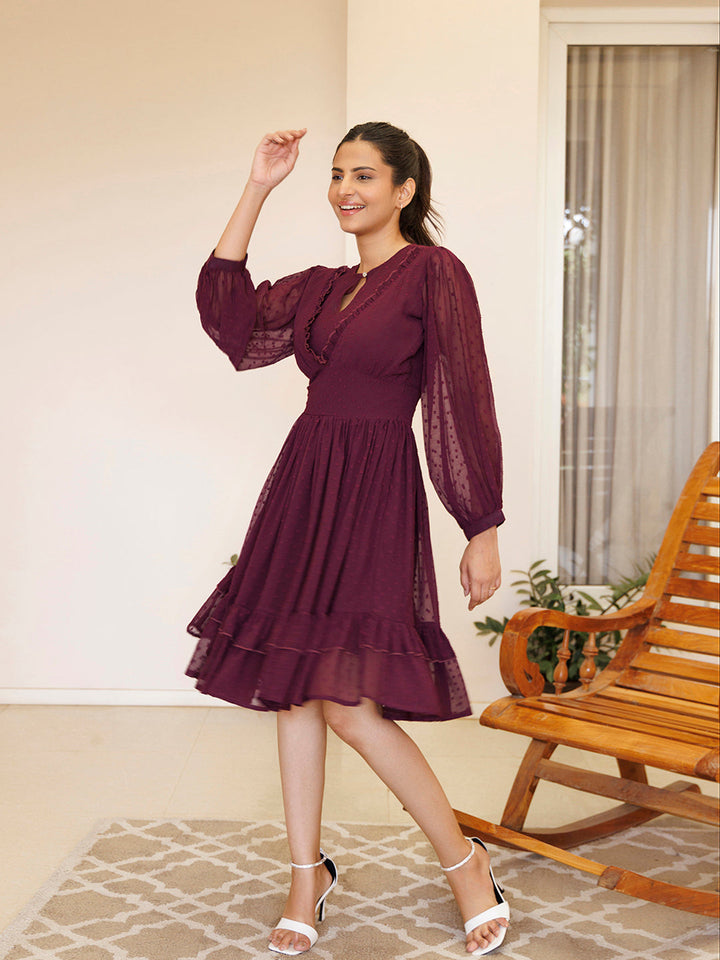 Dendrobium Orchid Pink Chiffon Midi Dress  - By Ragavi - qivii