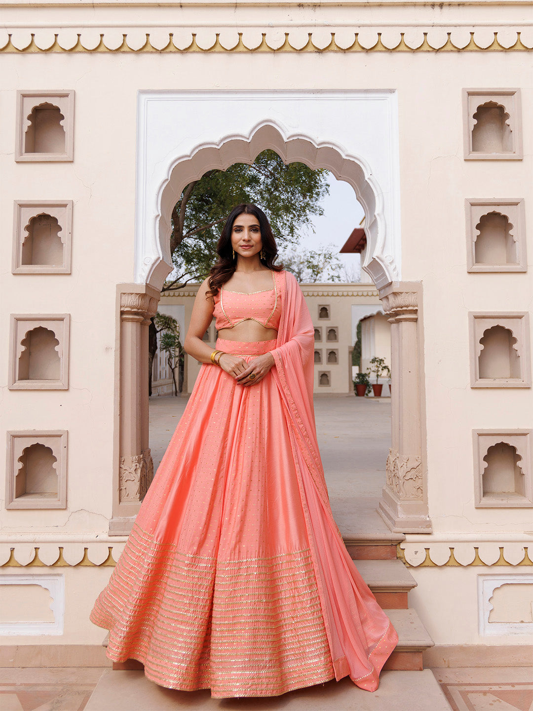 Burnt Coral Lehenga Set  - By Ragavi - qivii