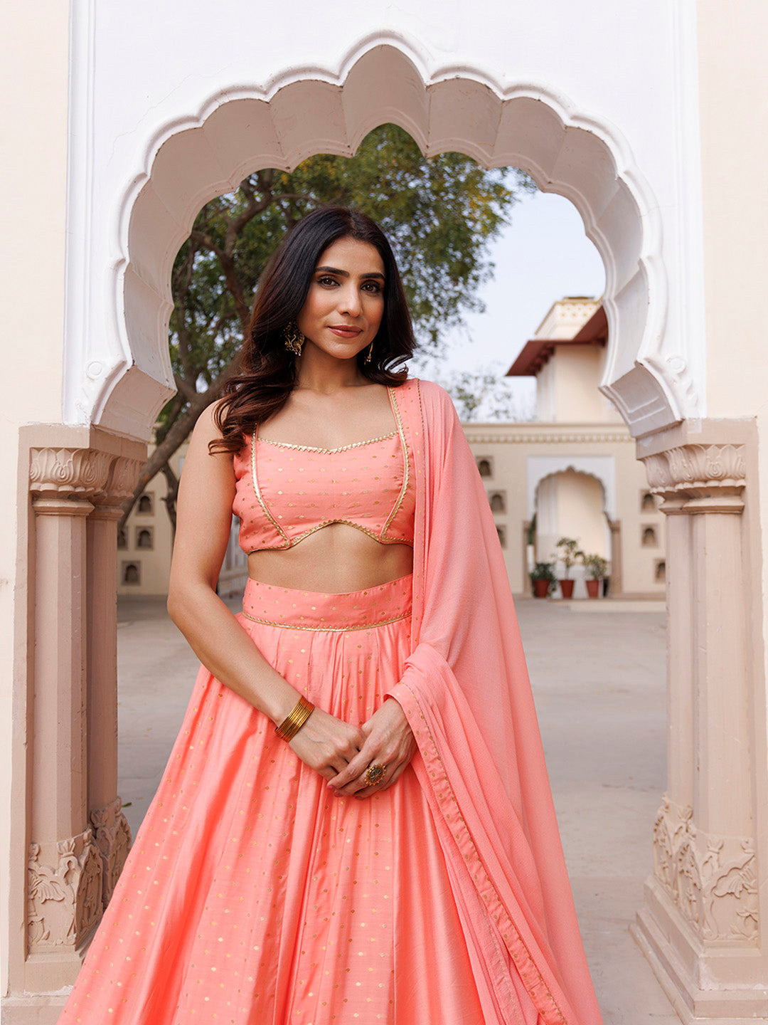 Burnt Coral Lehenga Set  - By Ragavi - qivii