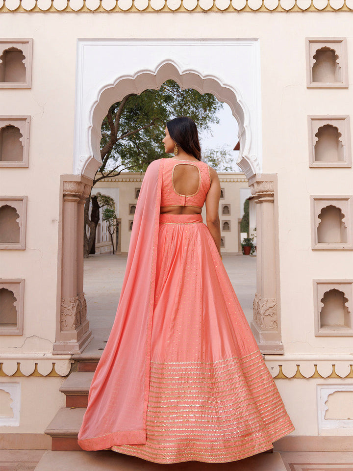 Burnt Coral Lehenga Set  - By Ragavi - qivii