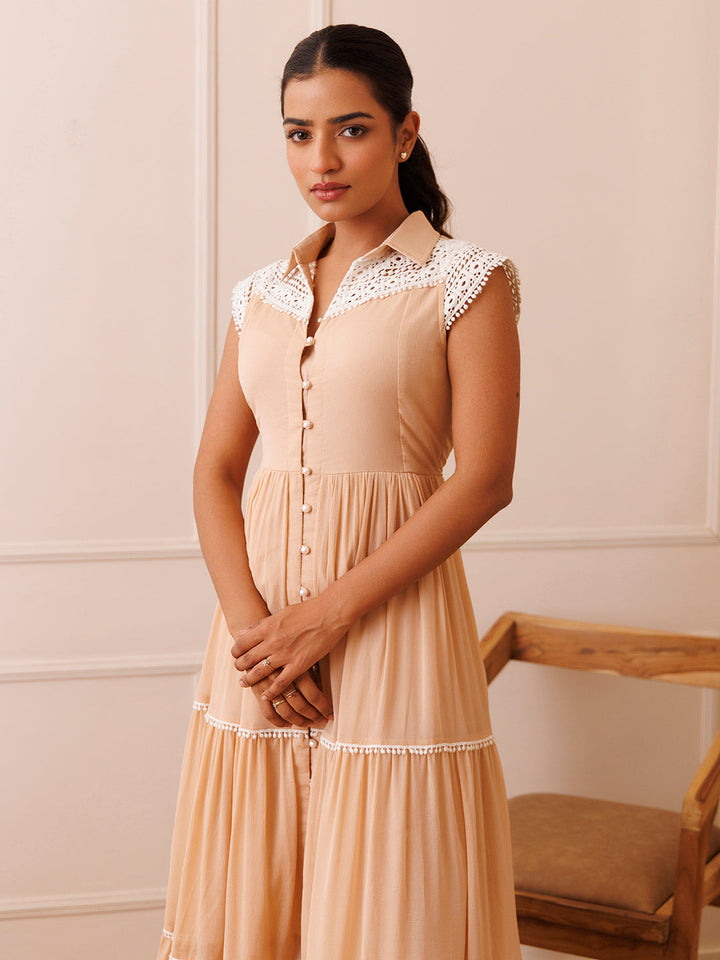 Mini Gerbera Nude Chiffon Dress  - By Ragavi - qivii