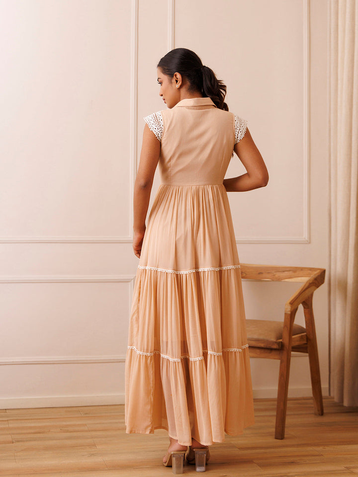 Mini Gerbera Nude Chiffon Dress  - By Ragavi - qivii