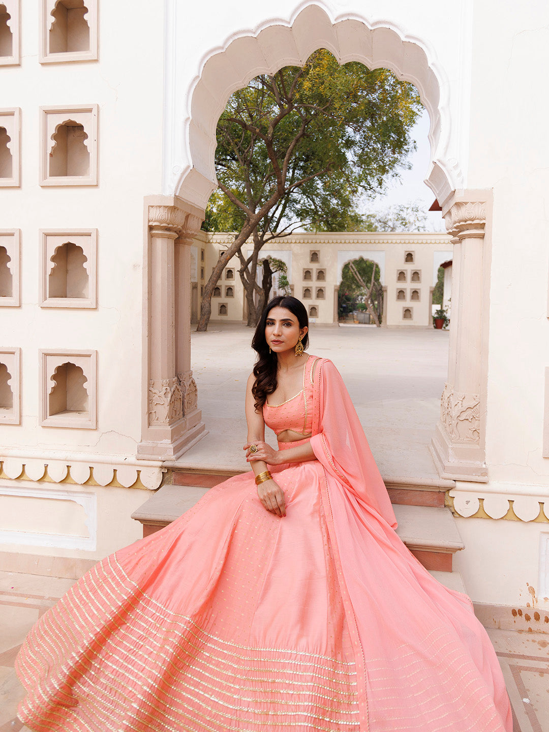 Burnt Coral Lehenga Set  - By Ragavi - qivii