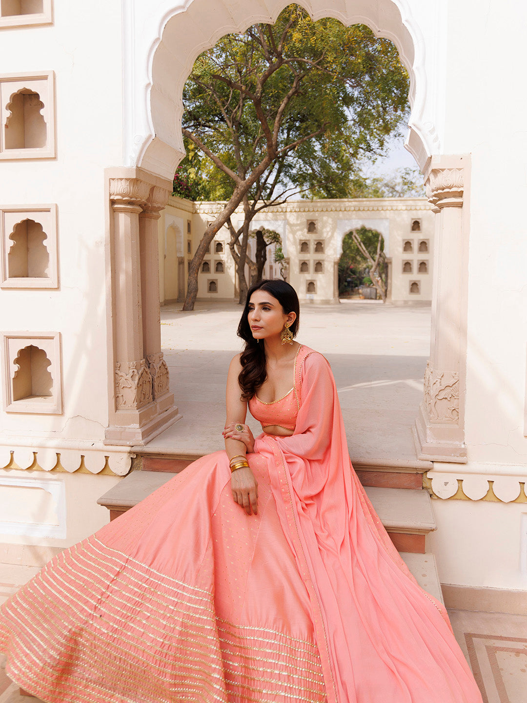 Burnt Coral Lehenga Set  - By Ragavi - qivii