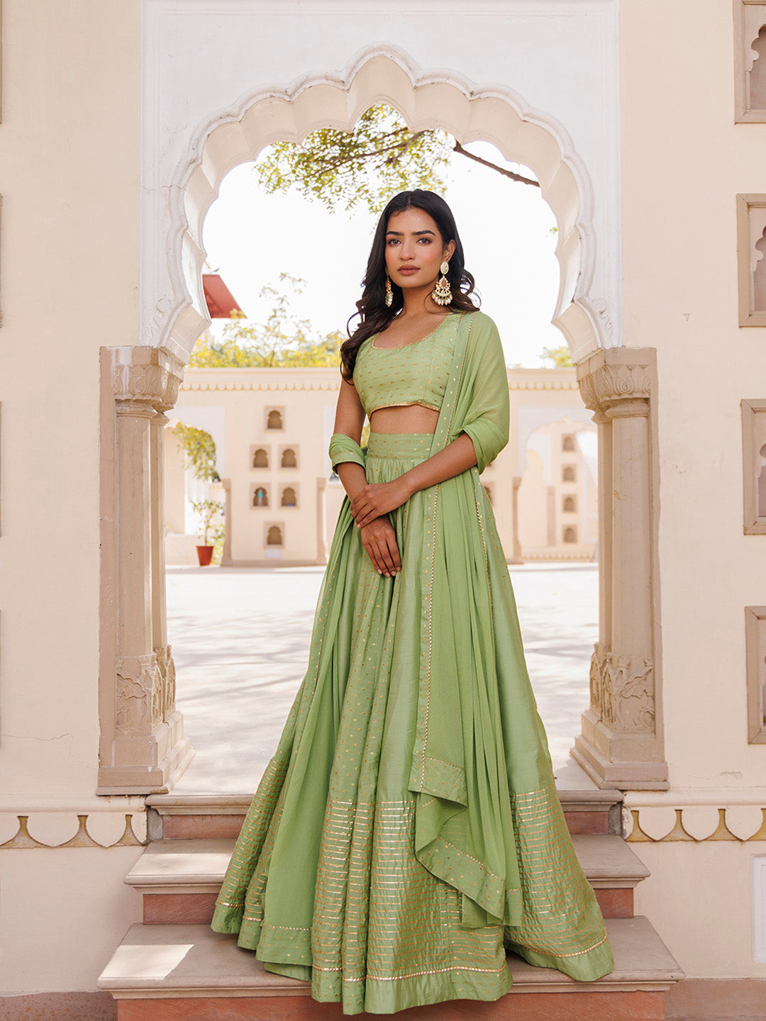 Arcadian Green Silk Lehenga Set  - By Ragavi - qivii