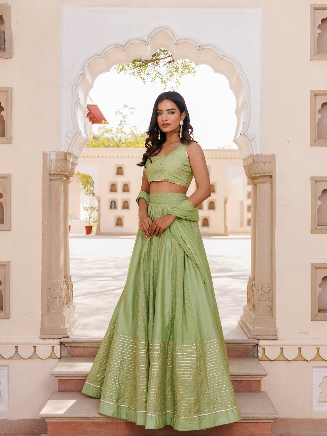 Arcadian Green Silk Lehenga Set  - By Ragavi - qivii