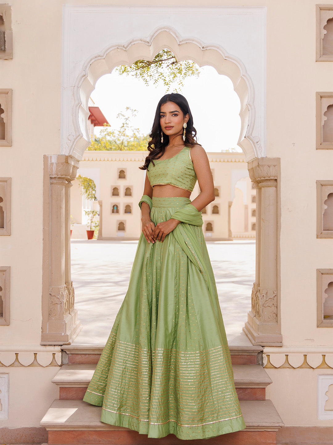 Arcadian Green Silk Lehenga Set  - By Ragavi - qivii