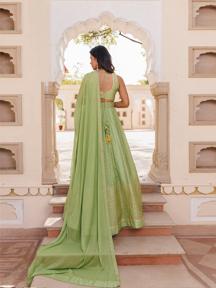 Arcadian Green Silk Lehenga Set  - By Ragavi - qivii