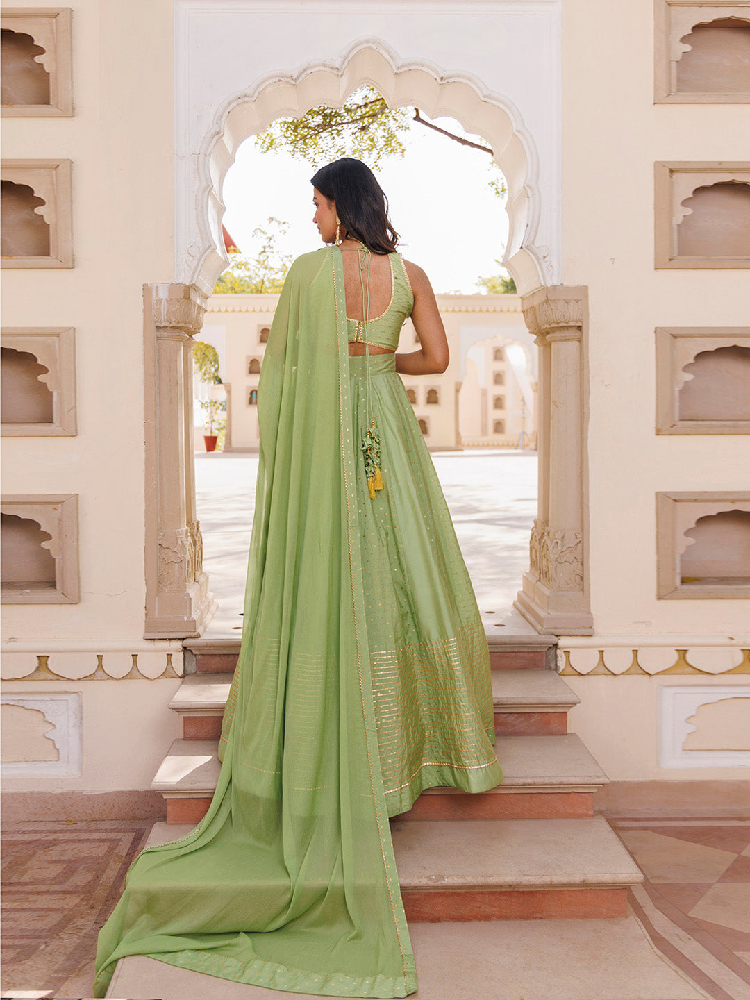 Arcadian Green Silk Lehenga Set  - By Ragavi - qivii