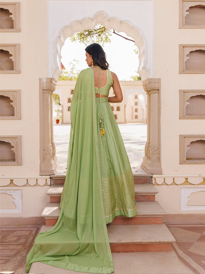 Arcadian Green Silk Lehenga Set  - By Ragavi - qivii