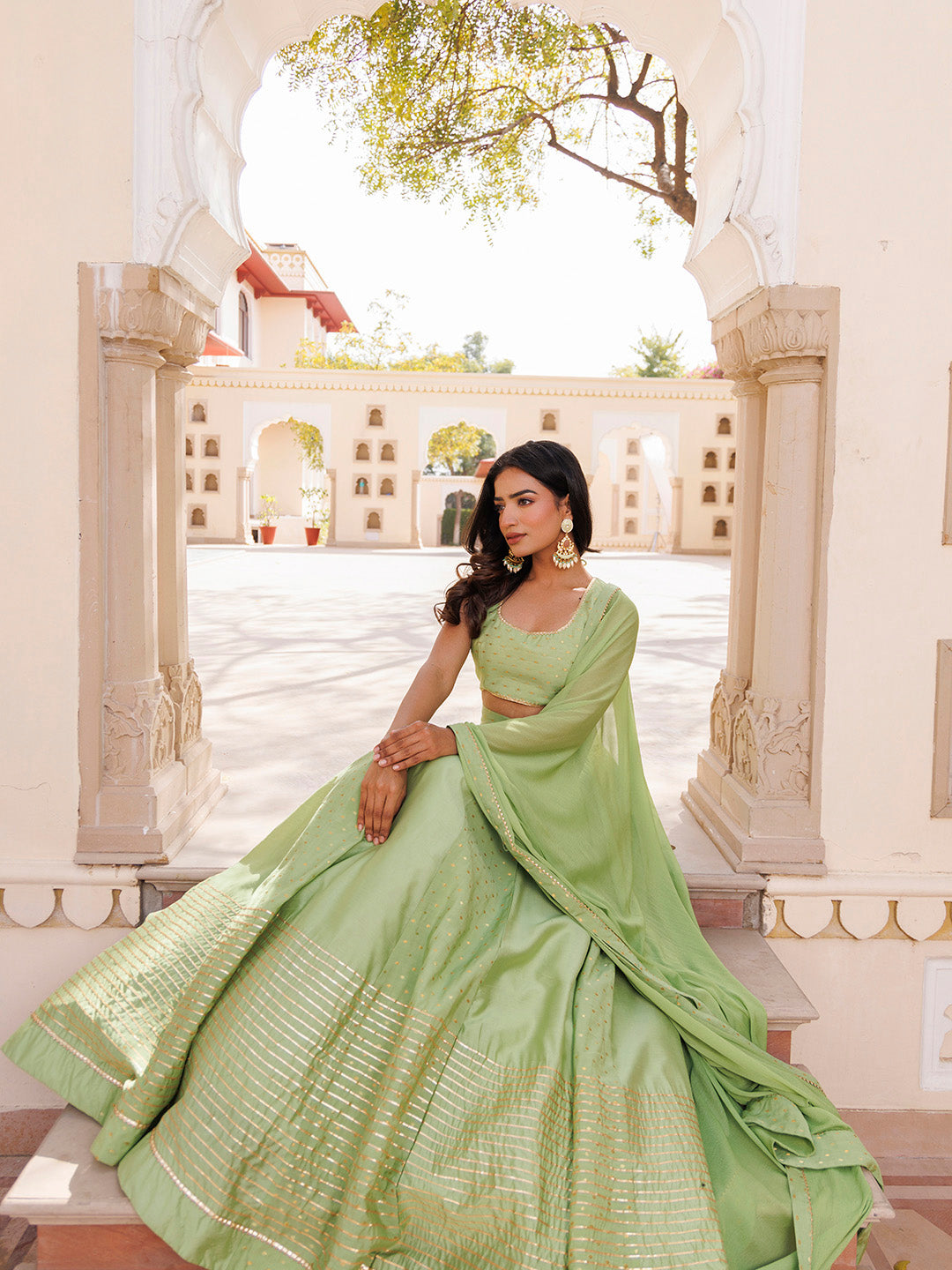 Arcadian Green Silk Lehenga Set  - By Ragavi - qivii