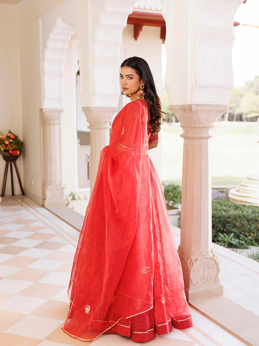 Savvy Red Mukaish Work Lehenga Set  - By Ragavi - qivii