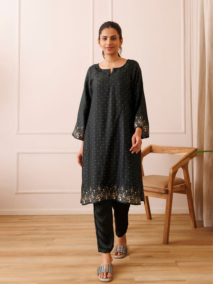 Castleton Green Gold Printed Kurta Set