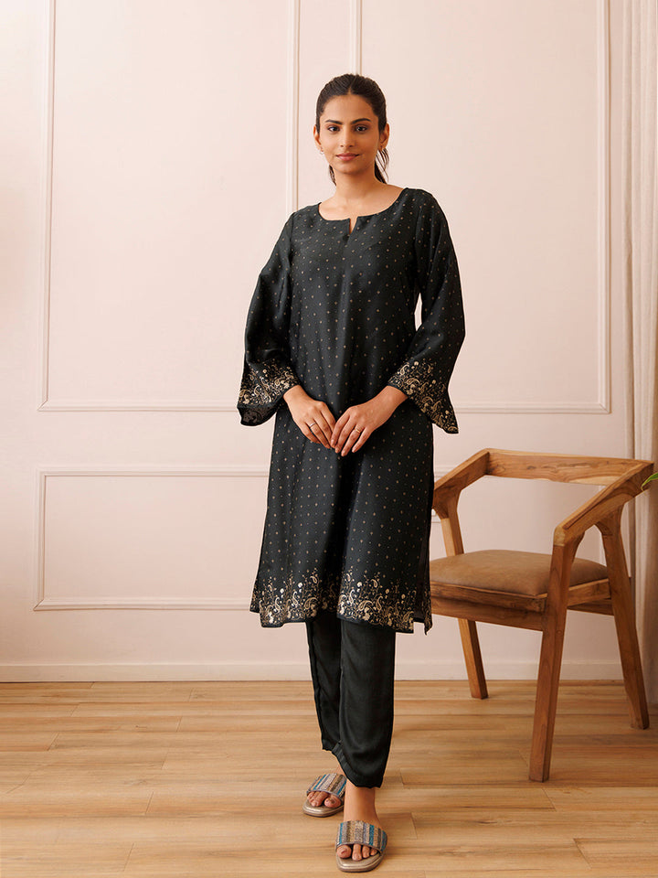 Castleton Green Gold Printed Kurta Set