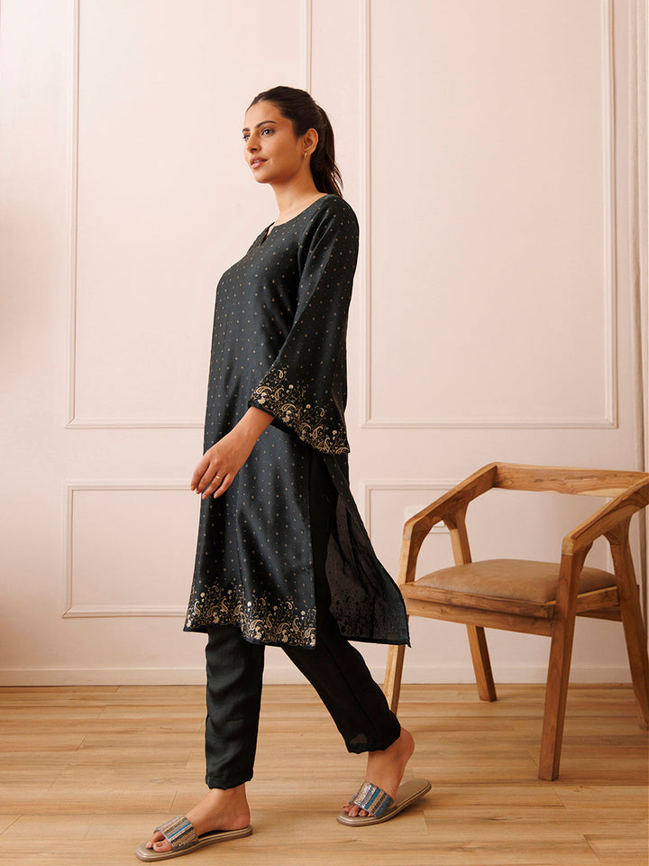 Castleton Green Gold Printed Kurta Set