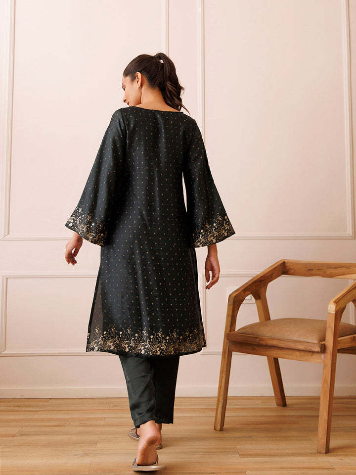 Castleton Green Gold Printed Kurta Set