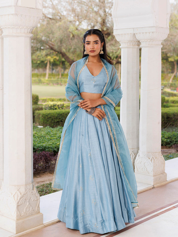 Coastal Blue Lehenga Set  - By Ragavi - qivii