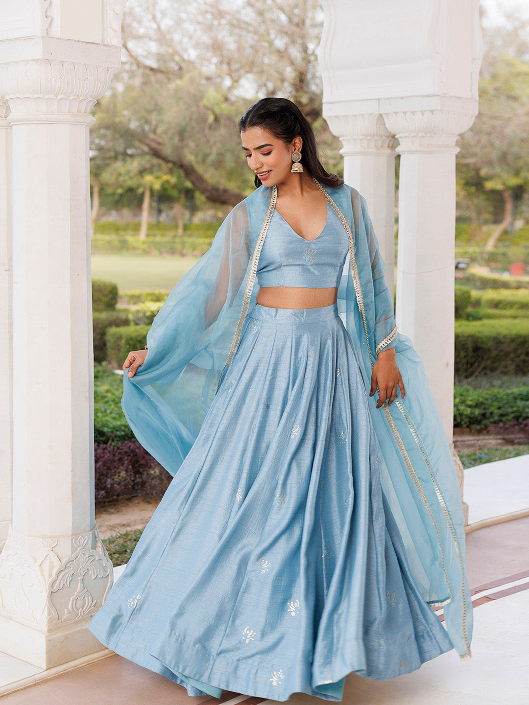 Coastal Blue Lehenga Set  - By Ragavi - qivii