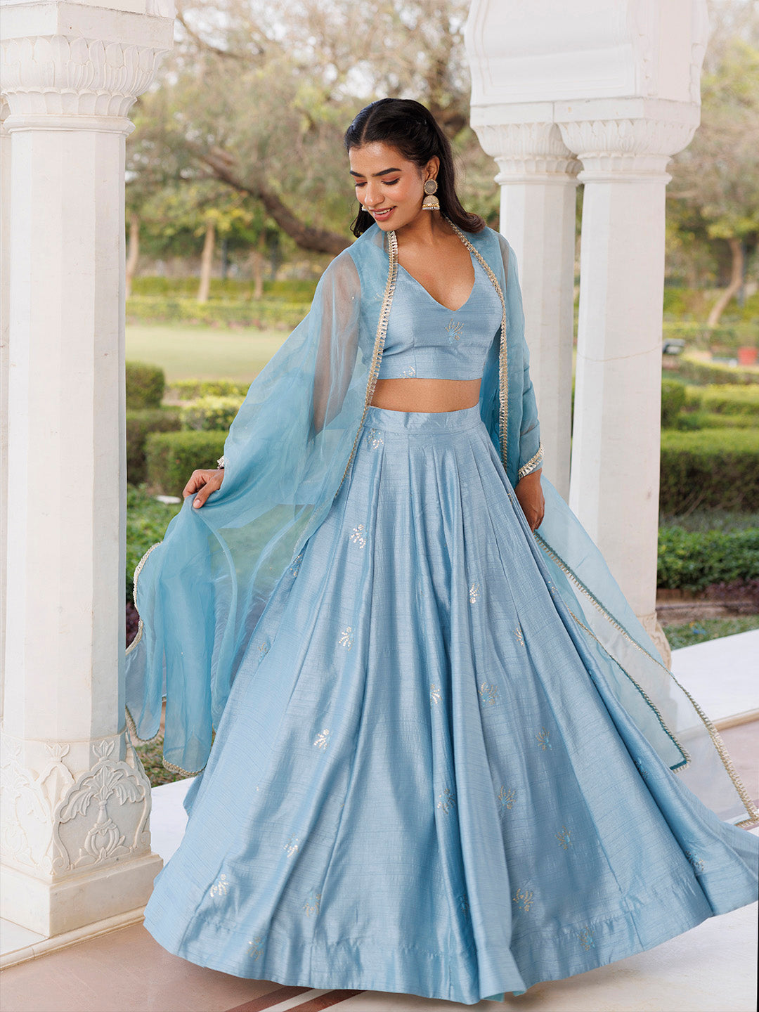 Coastal Blue Lehenga Set  - By Ragavi - qivii