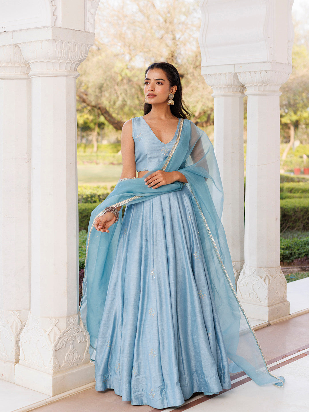 Coastal Blue Lehenga Set  - By Ragavi - qivii