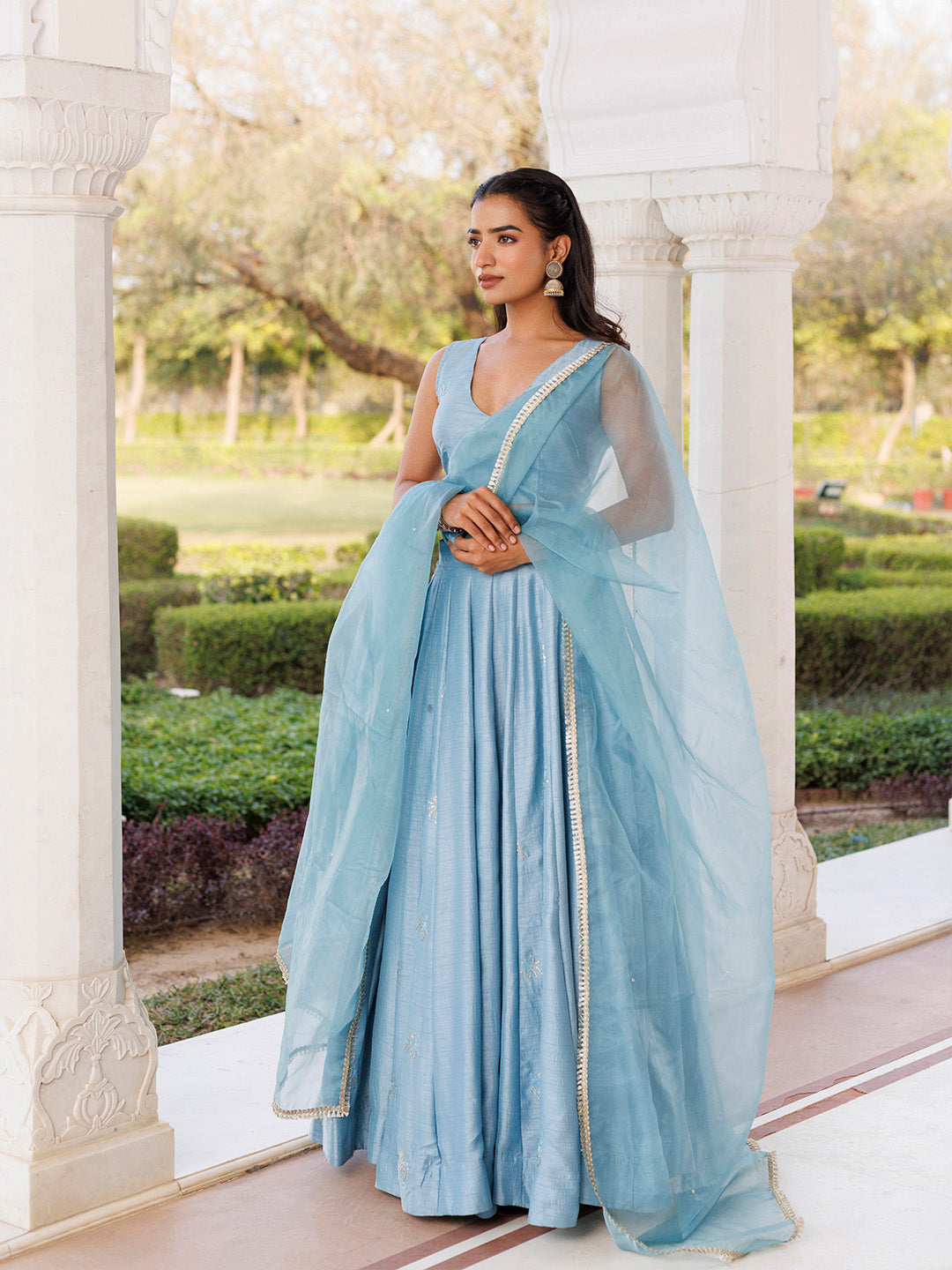 Coastal Blue Lehenga Set  - By Ragavi - qivii