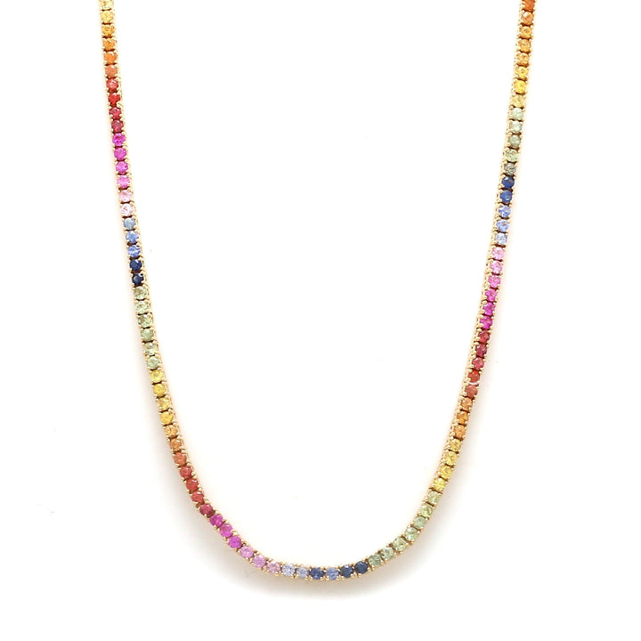Rainbow Sapphire 2MM Tennis Necklace - qivii