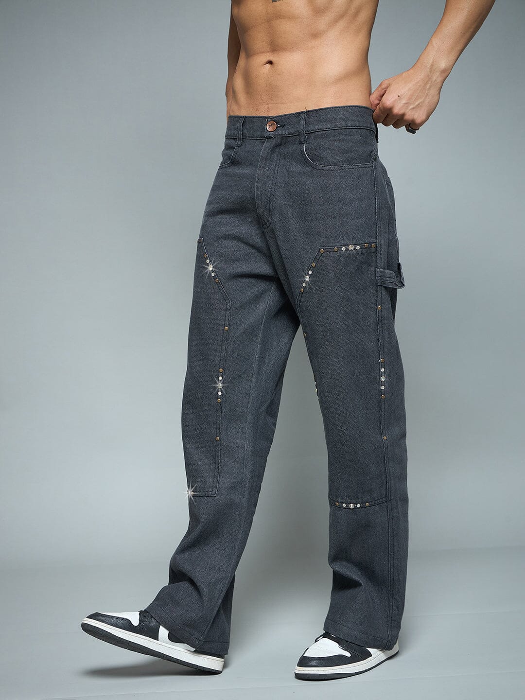 Black Riveted Carpenter Patch Denim