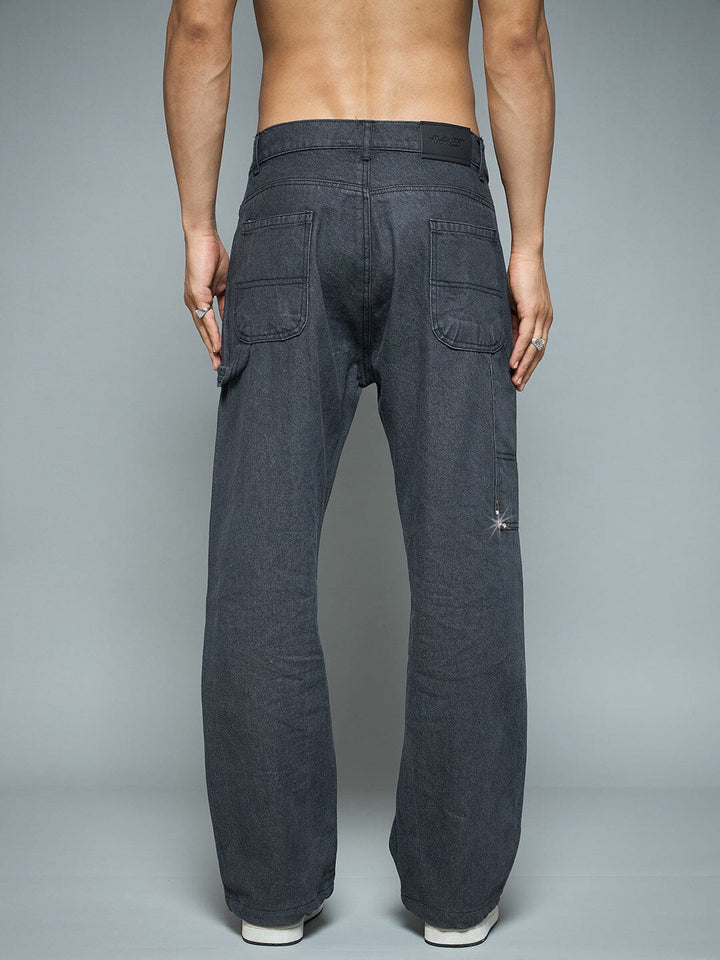 Black Riveted Carpenter Patch Denim