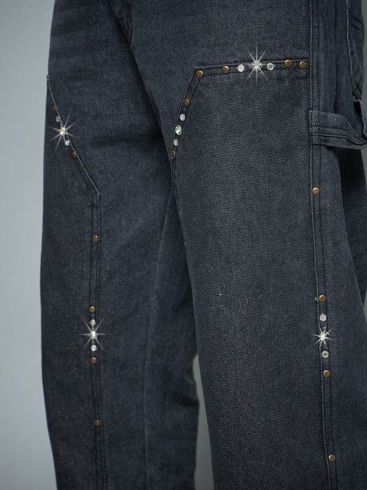 Black Riveted Carpenter Patch Denim
