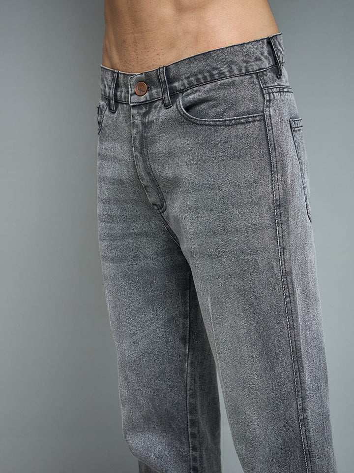 Grey Flared Raw Edge Denim