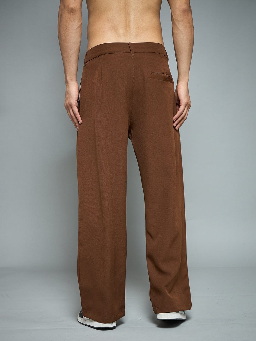 Brown Pleated Korean Pants