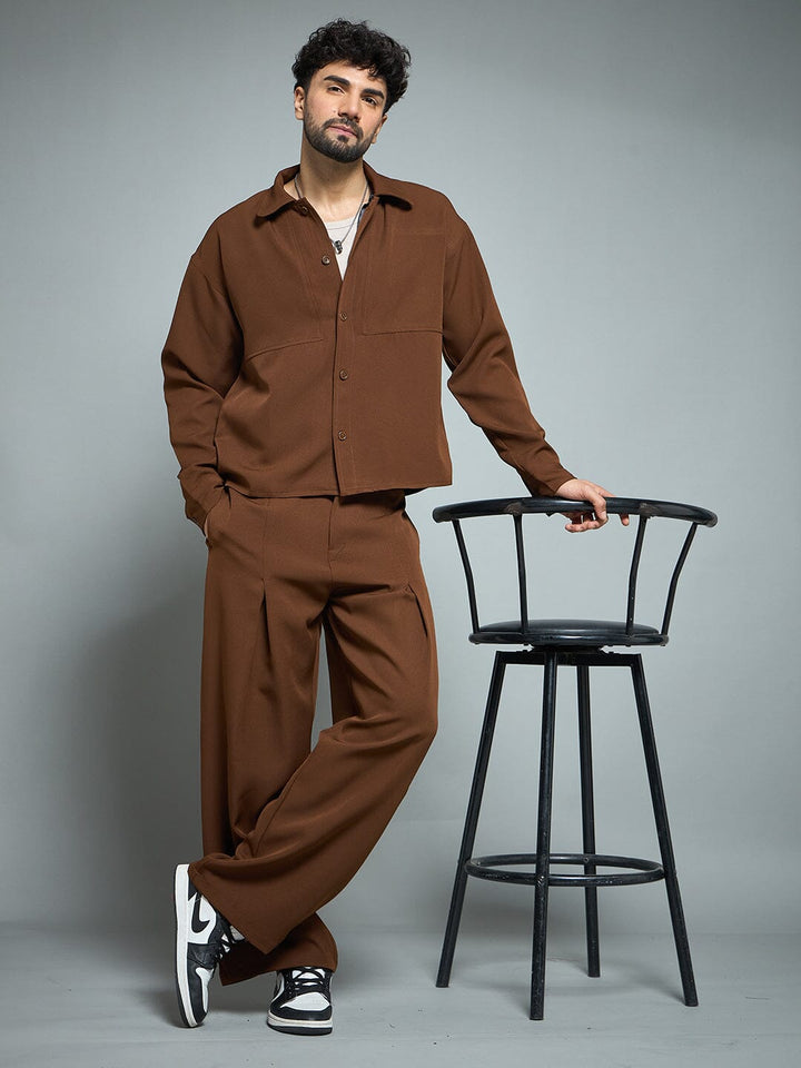 Brown Pleated Korean Pants