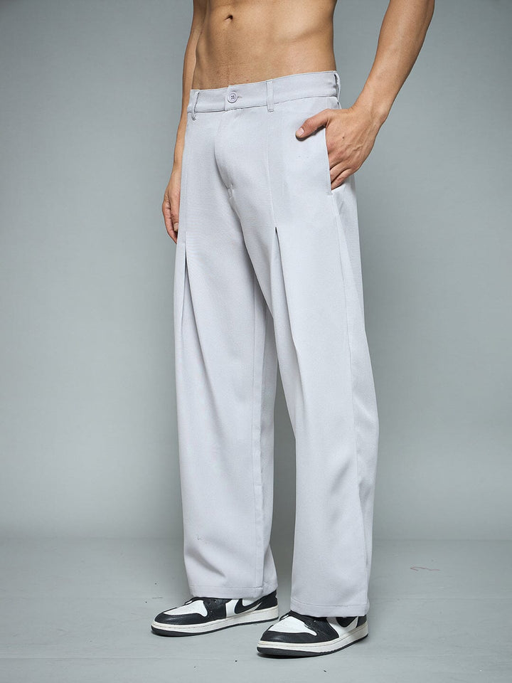 Silver Grey Pleated Korean Pants