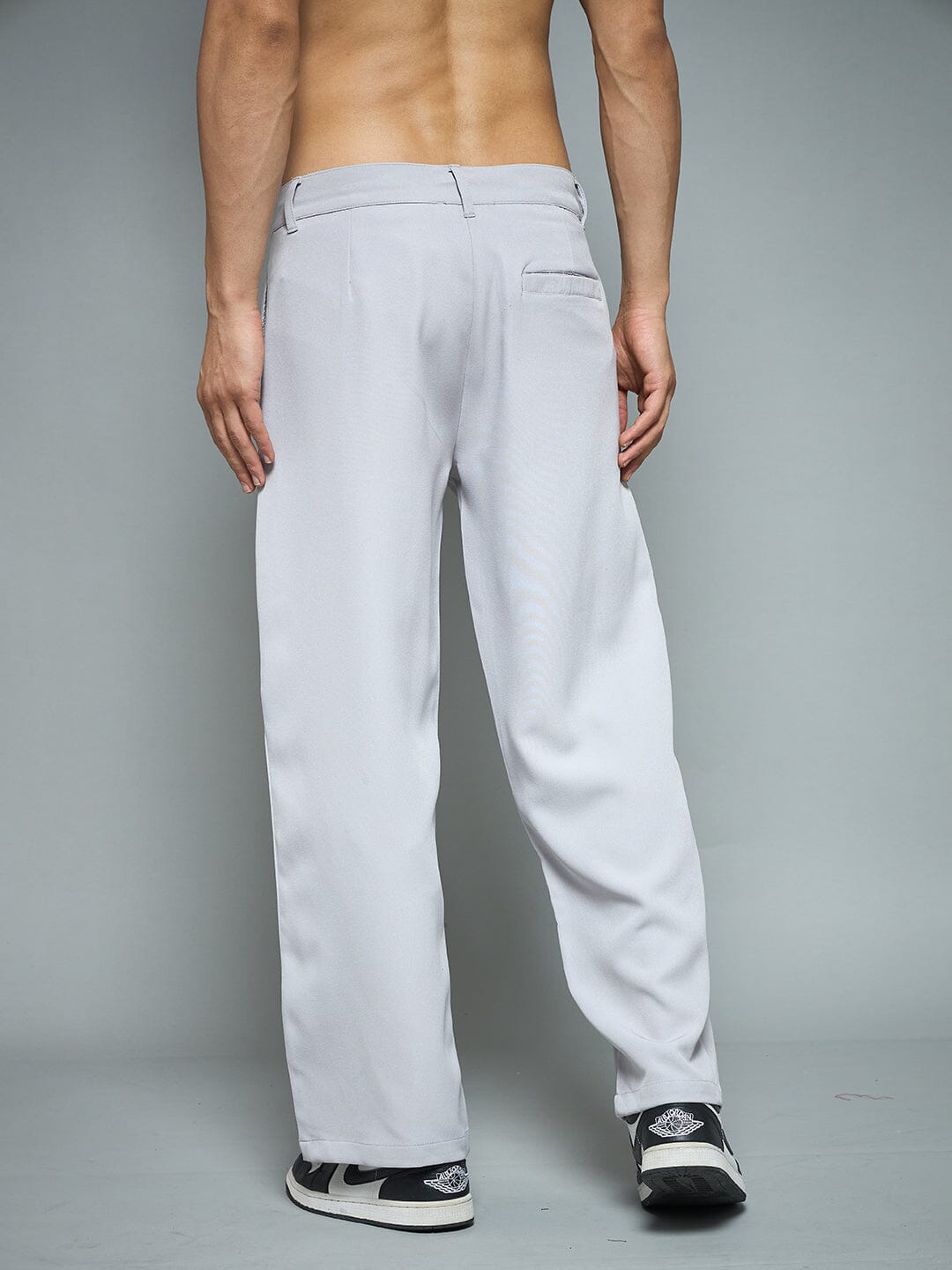 Silver Grey Pleated Korean Pants