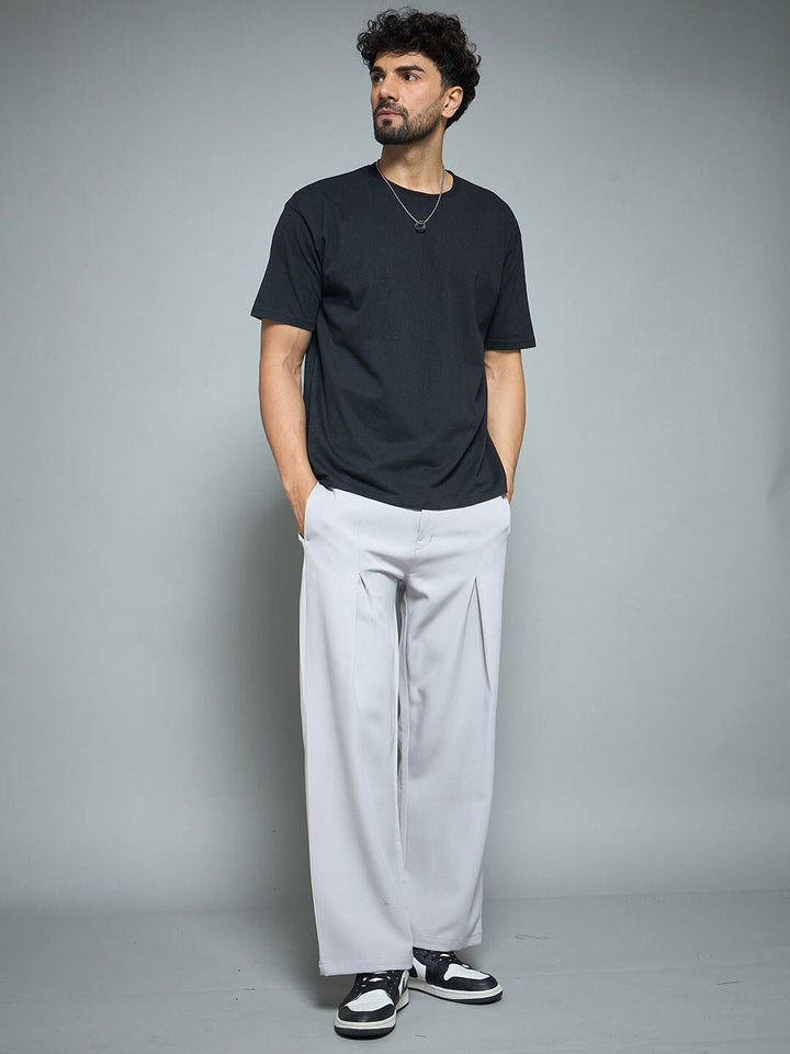 Silver Grey Pleated Korean Pants
