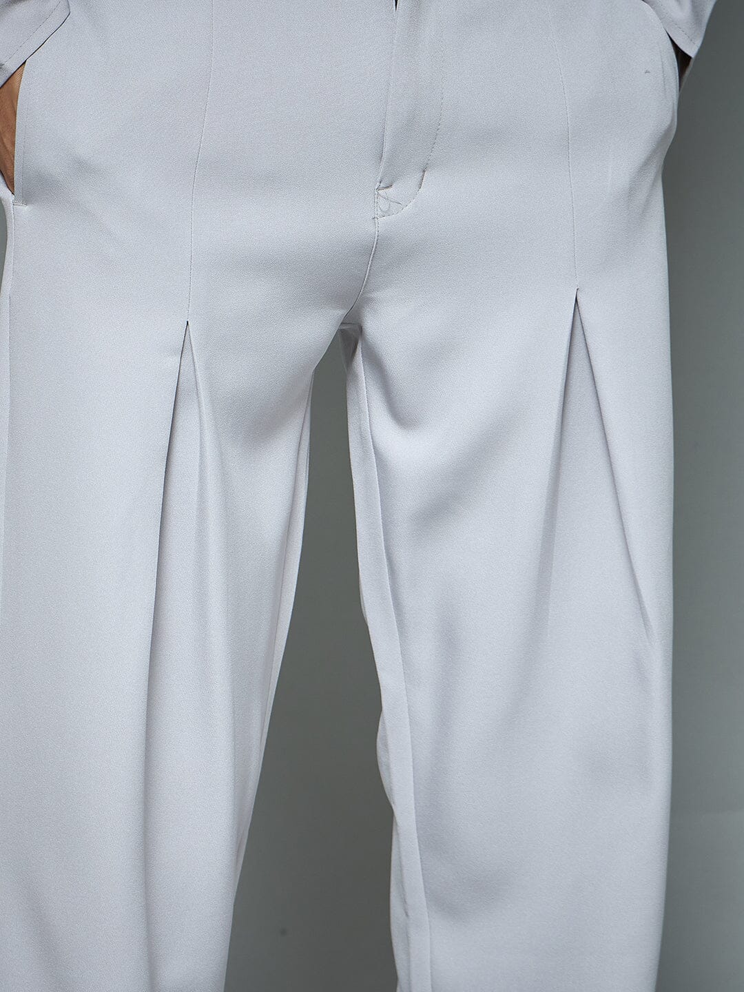 Silver Grey Pleated Korean Pants
