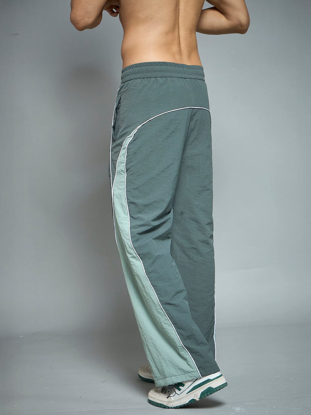 Bottle Green Cut & Sew Parachute Trackpants