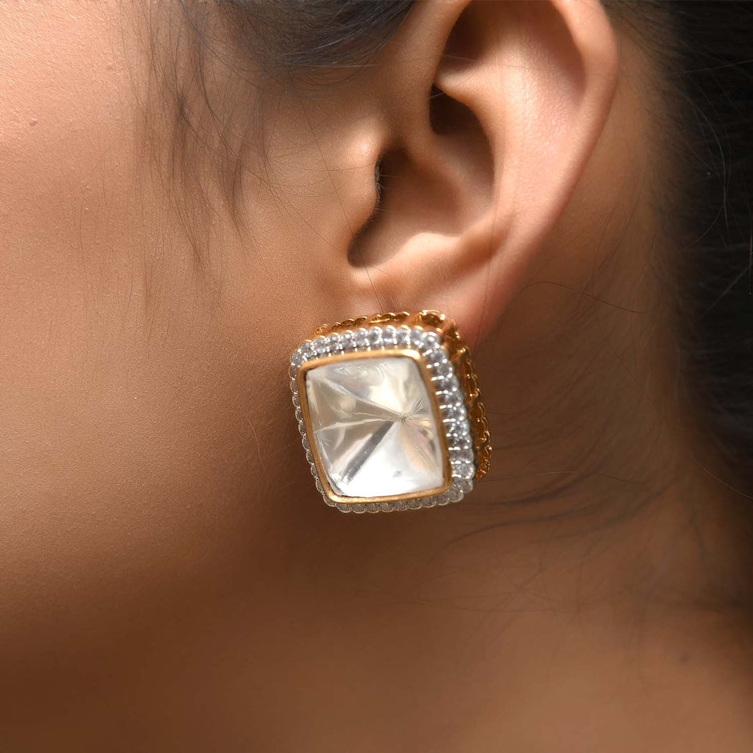 Gold plated Kundan tops with Jasmit diamond and Polki stone embellishments