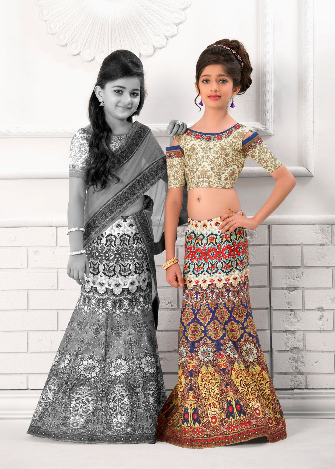 Colorful Carnival Khadi Mono Silk Lehenga for Kids - qivii
