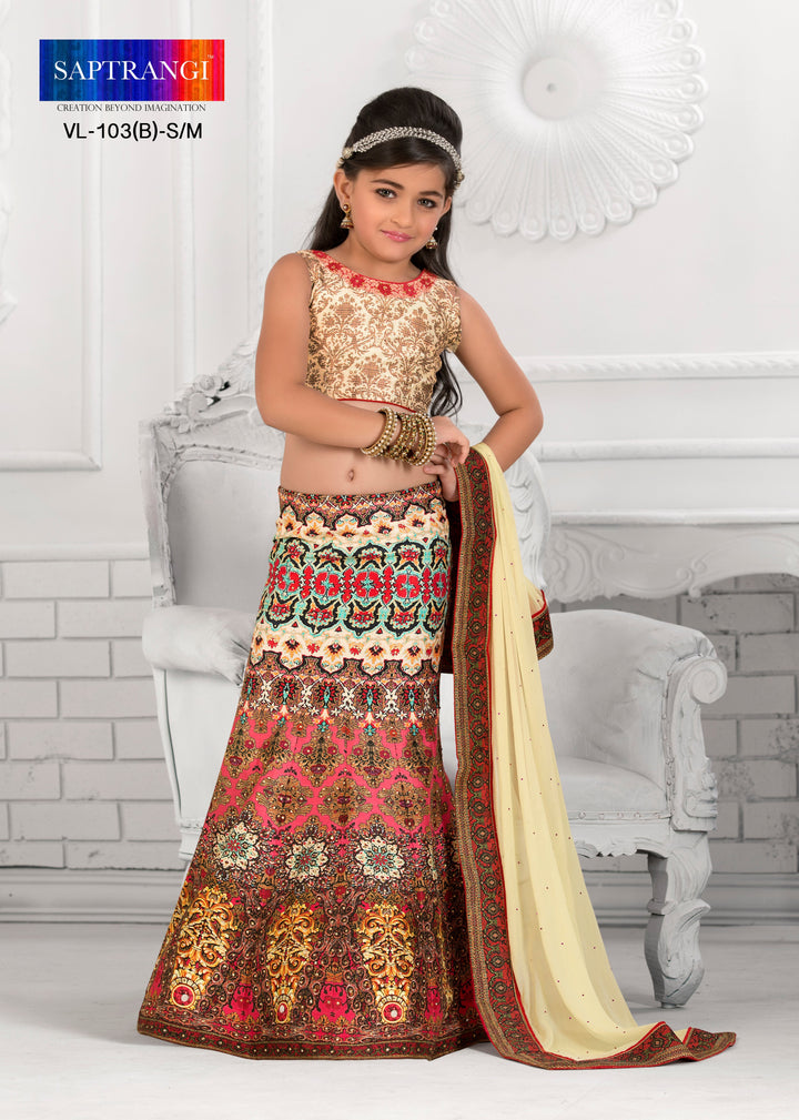 Enchanting Ensemble Khadi Mono Silk Lehenga for Kids. - qivii