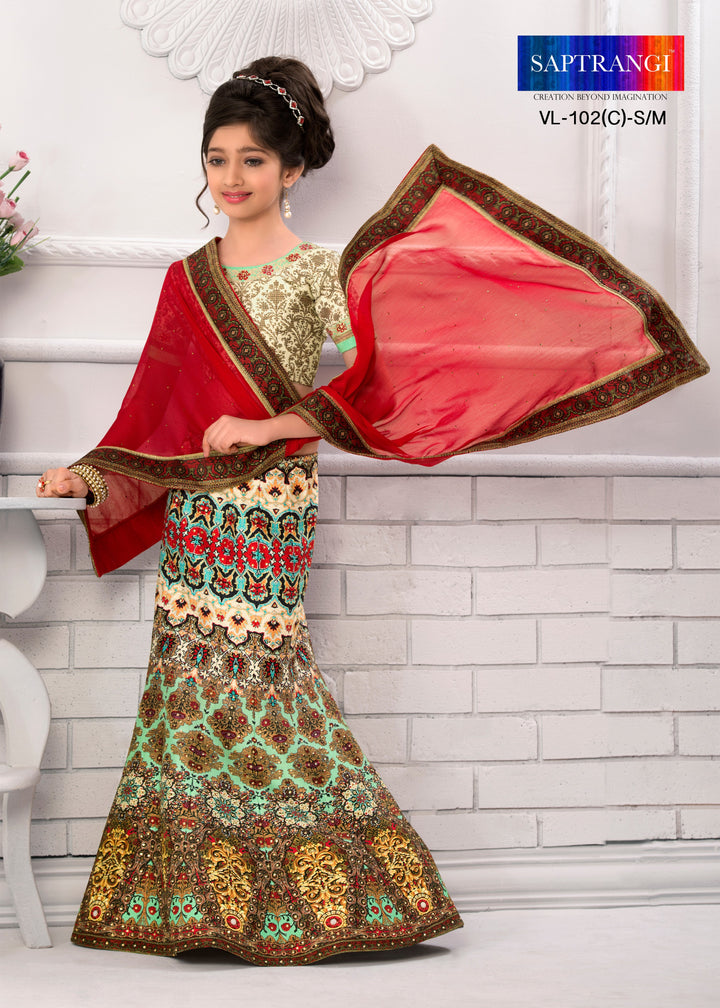 Fairy Tale Garden Khadi Mono Silk Kids Lehenga - qivii