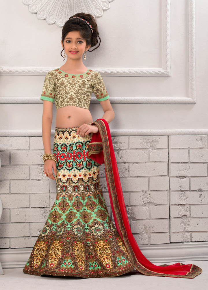 Fairy Tale Garden Khadi Mono Silk Kids Lehenga - qivii
