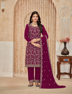 Pink Georgette Thread & Sequence Embroidery Work Palazzo Suit