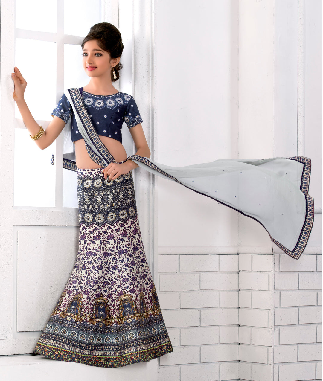 Sweet Serenade Khadi Mono Silk Kids Lehenga - qivii