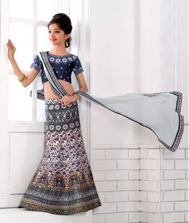 Sweet Serenade Khadi Mono Silk Kids Lehenga - qivii